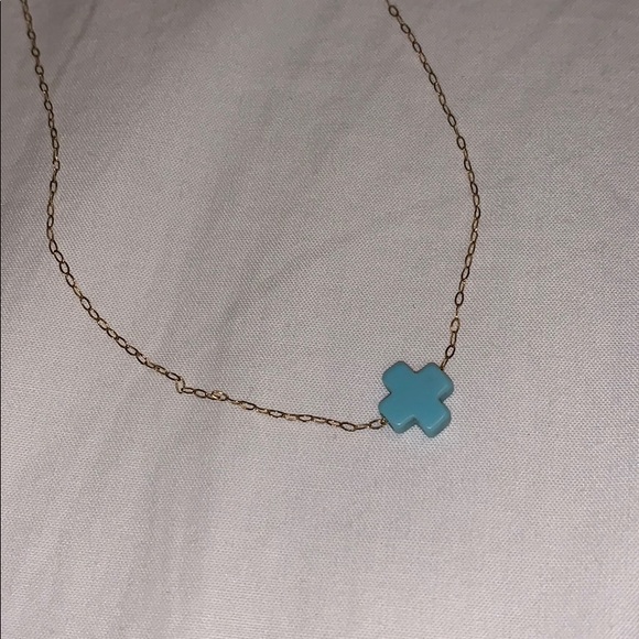 ENEWTON SIGNATURE CROSS TURQUOISE GOLD NECKLACE - Picture 3 of 5